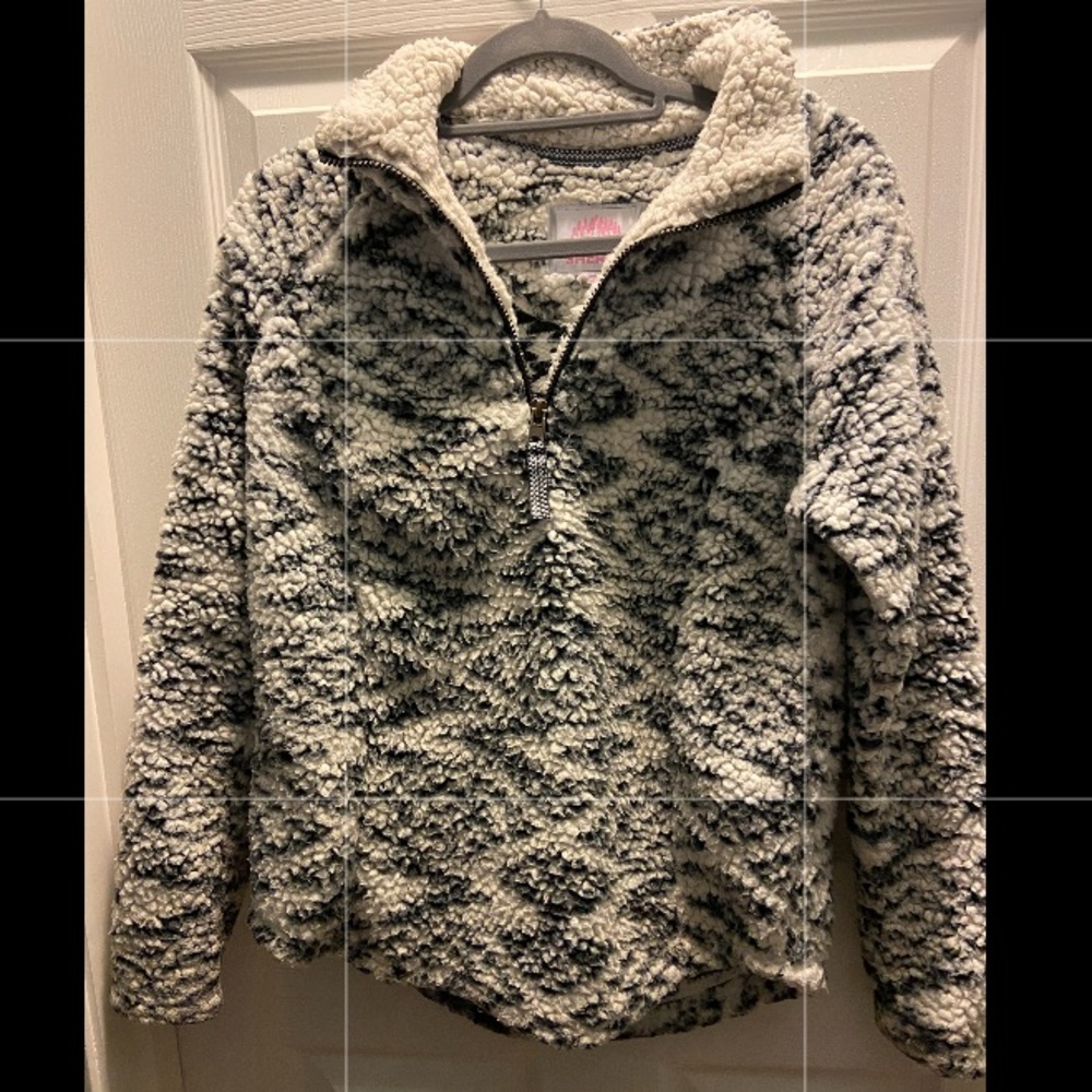 Cozy Sherpa Black And White Size Small Half ZipUp Sherpa Jacket